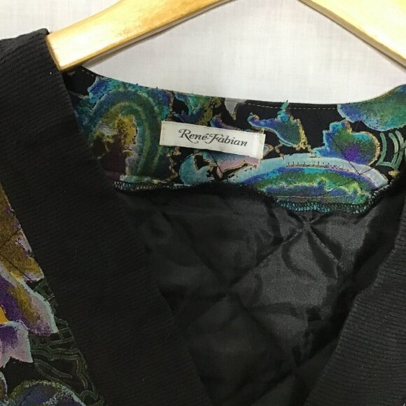 Rene Fabian Womens Multicolor Full Zip Floral Long Sleeve Jacket With Pockets - Picture 5 of 6